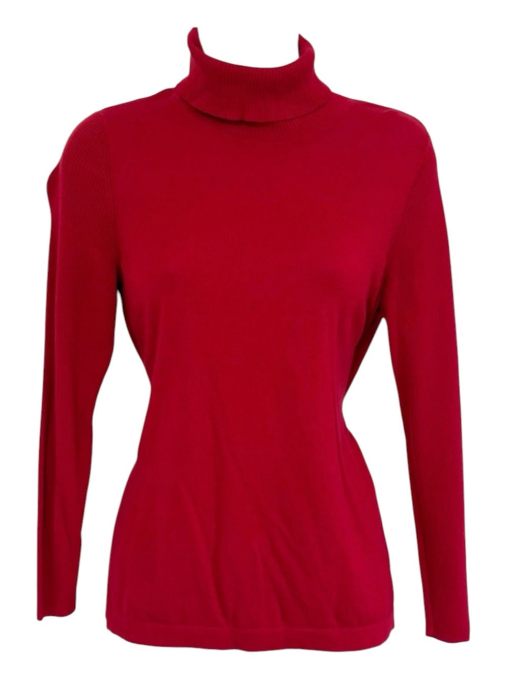 J. JILL Silk Cotton Turtleneck Sweater Red Lightweight Knit Petite Small